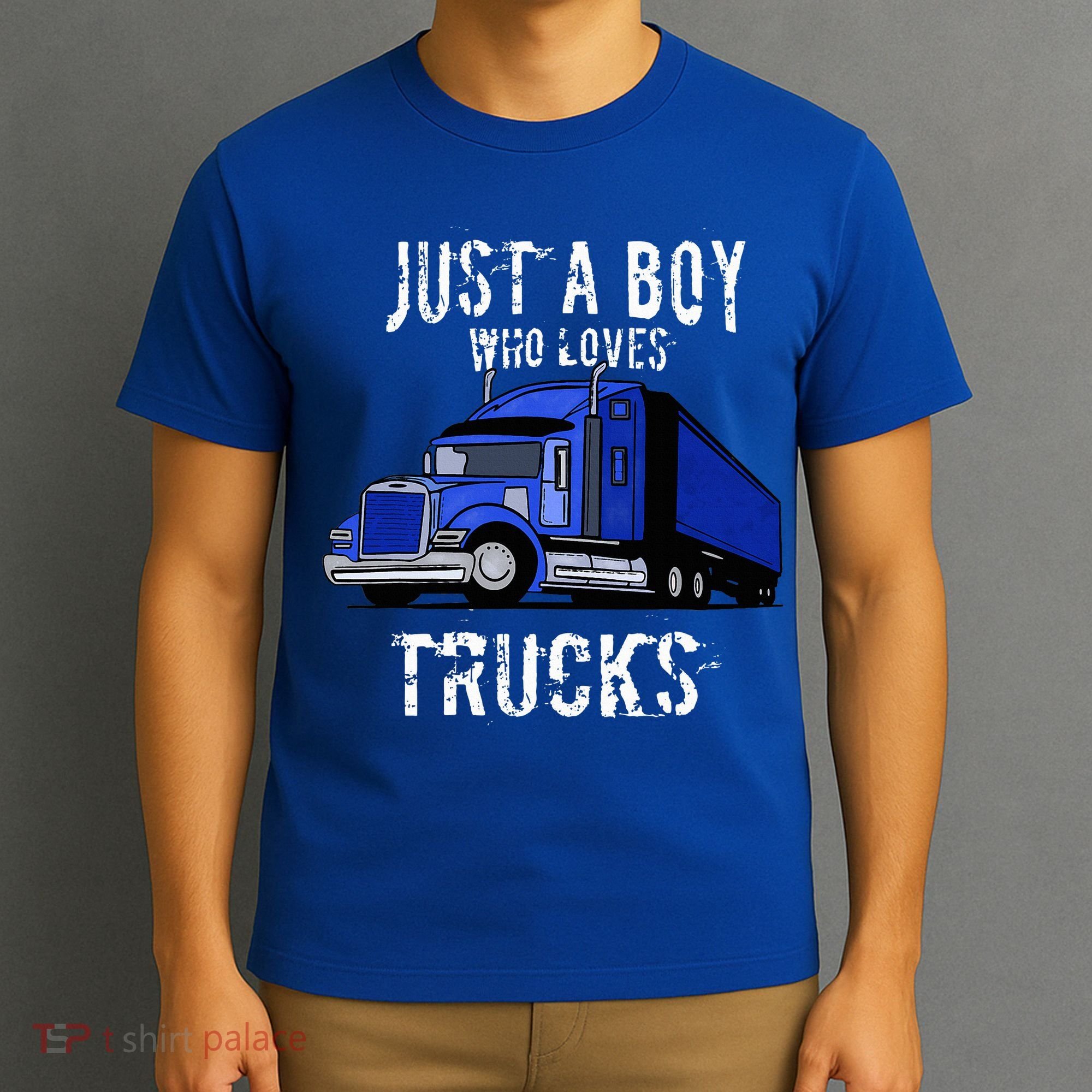 Semi Truck Gift Just A Boy Who Loves Trucks T-Shirt