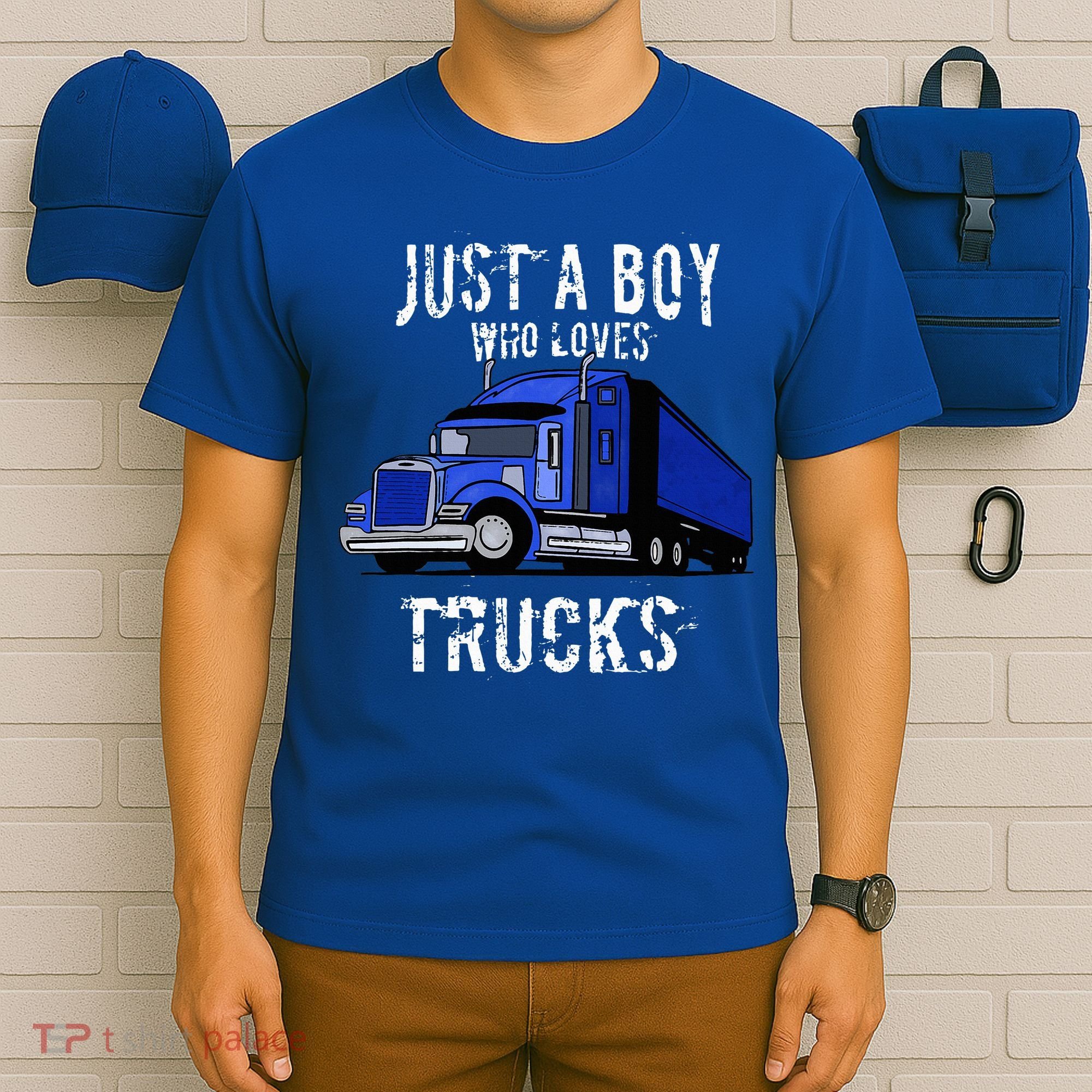 Semi Truck Gift Just A Boy Who Loves Trucks T-Shirt