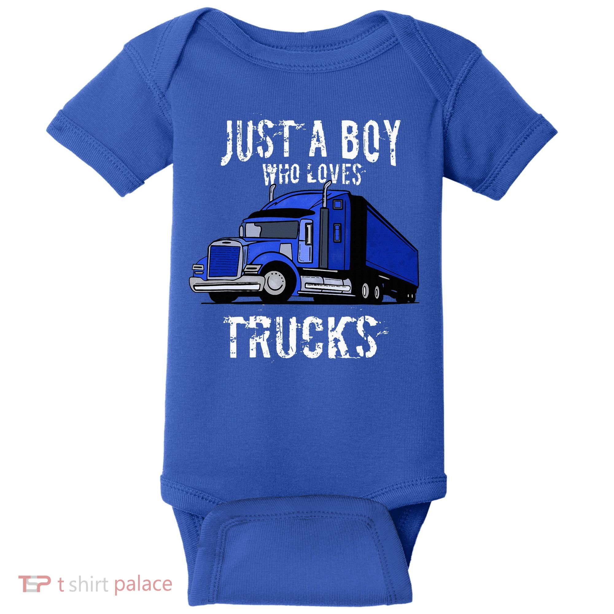 Semi Truck Gift Just A Boy Who Loves Trucks Baby Bodysuit