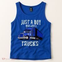 Semi Truck Gift Just A Boy Who Loves Trucks Tank Top thumb 2