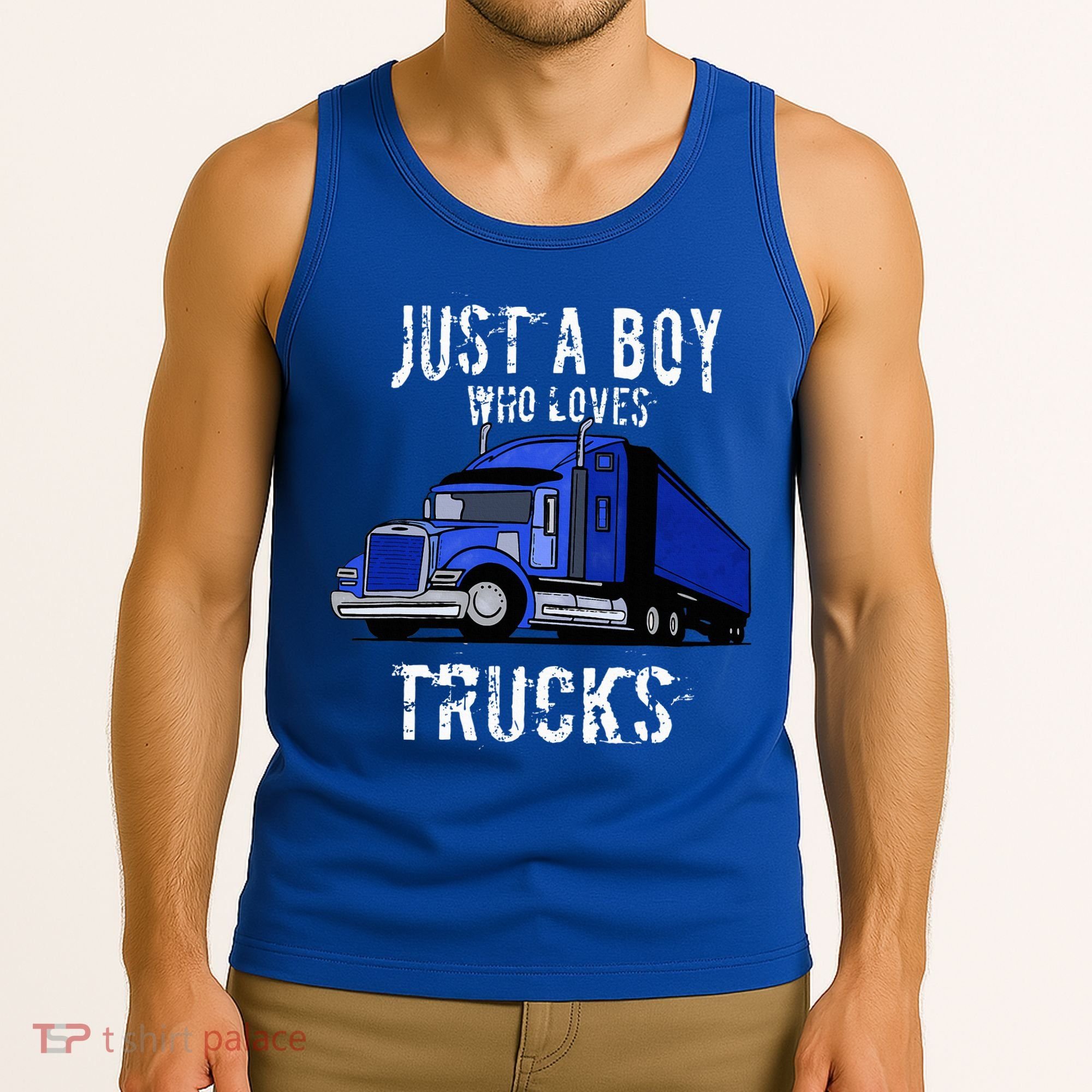 Semi Truck Gift Just A Boy Who Loves Trucks Tank Top