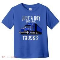 Semi Truck Gift Just A Boy Who Loves Trucks Toddler T-Shirt thumb 0