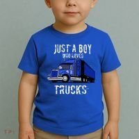 Semi Truck Gift Just A Boy Who Loves Trucks Toddler T-Shirt thumb 2