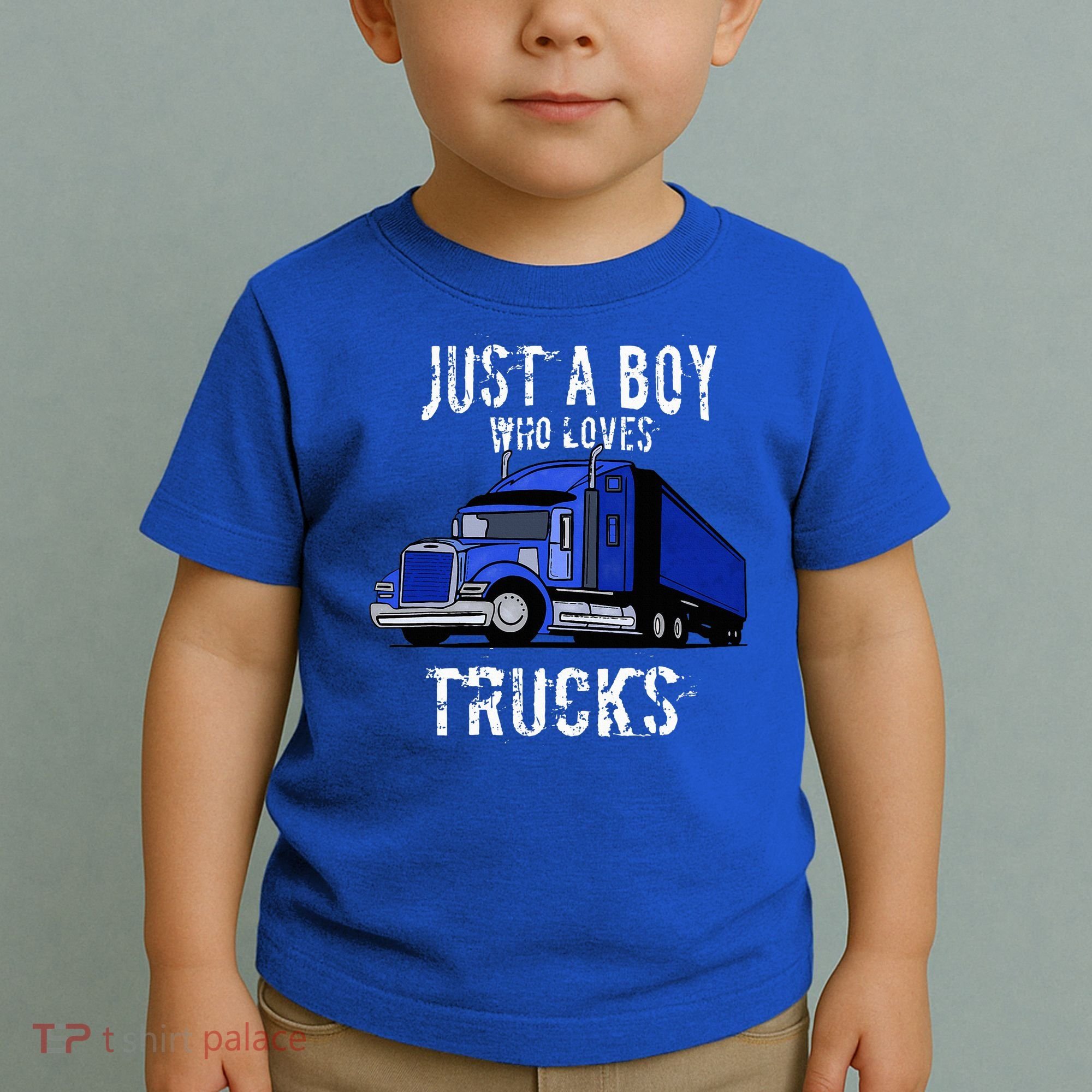 Semi Truck Gift Just A Boy Who Loves Trucks Toddler T-Shirt