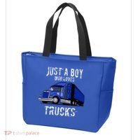 Semi Truck Gift Just A Boy Who Loves Trucks Tote Bag thumb 3