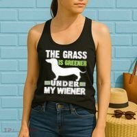 S The Grass Is Greener Under My Wiener Funny Weiner Dog Quote Women's Tank Top thumb 2