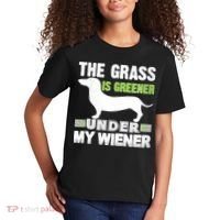 S The Grass Is Greener Under My Wiener Funny Weiner Dog Quote Kids T-Shirt thumb 2