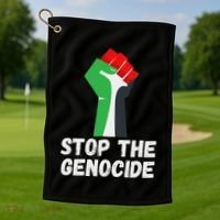 Stop The Genocide Fist Golf Towel thumb 1
