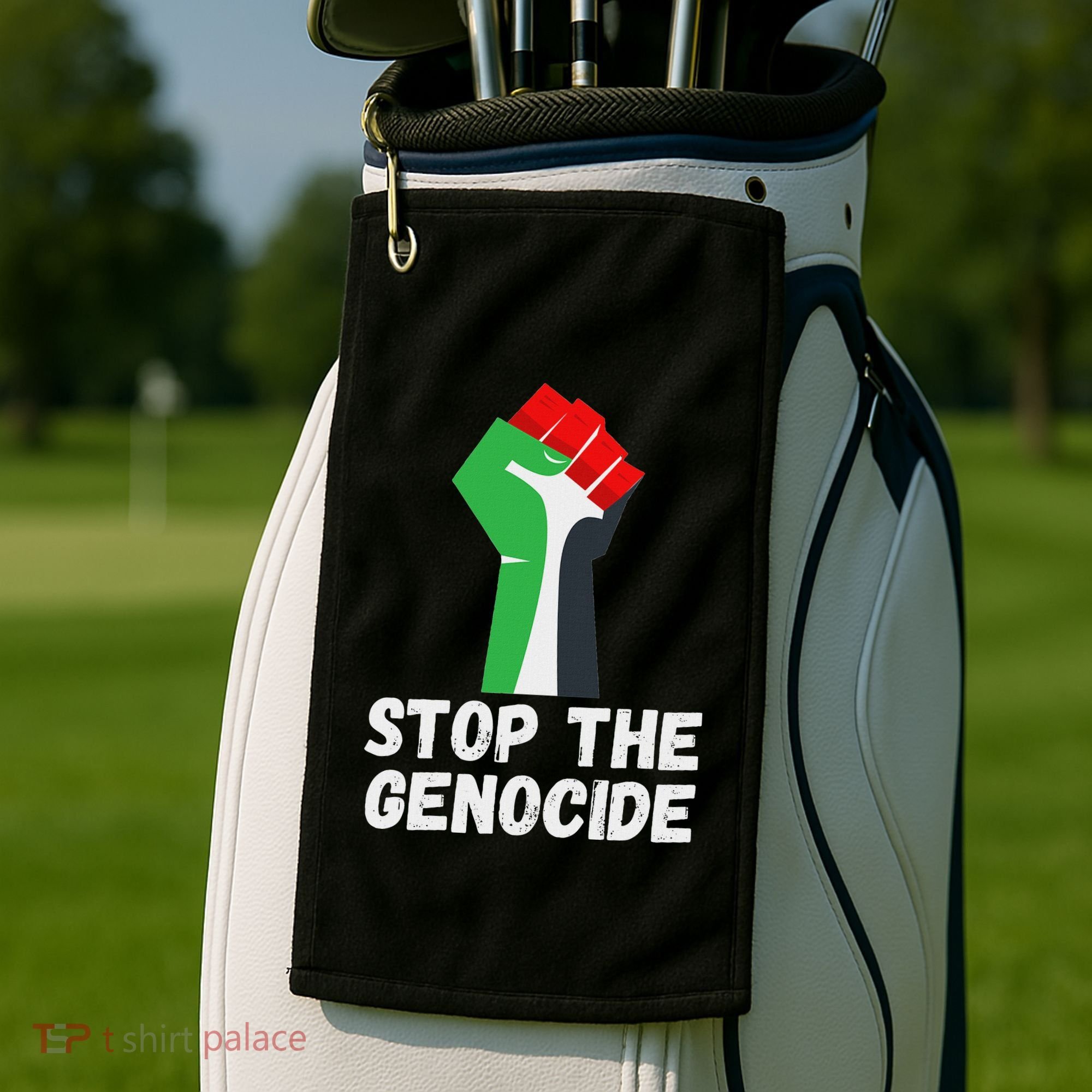 Stop The Genocide Fist Golf Towel