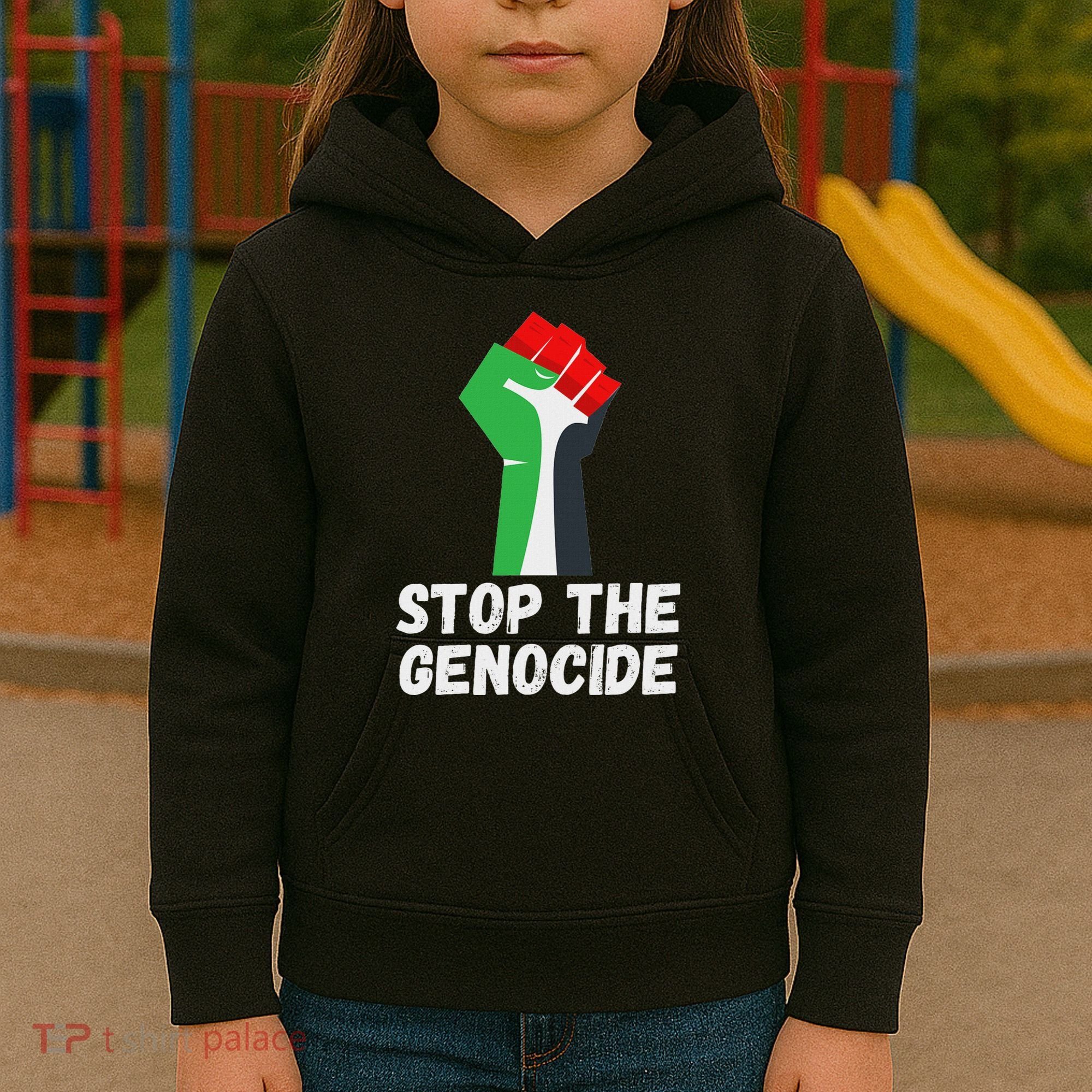 Stop The Genocide Fist Kids Hoodie