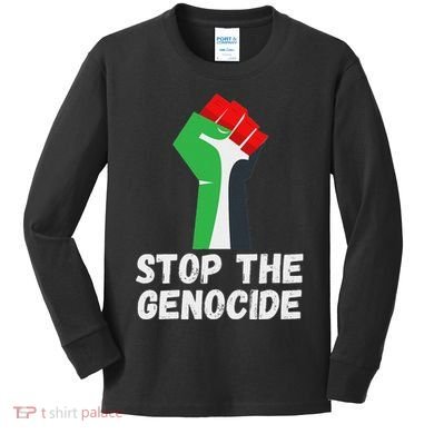Stop The Genocide Fist Kids Long Sleeve Shirt