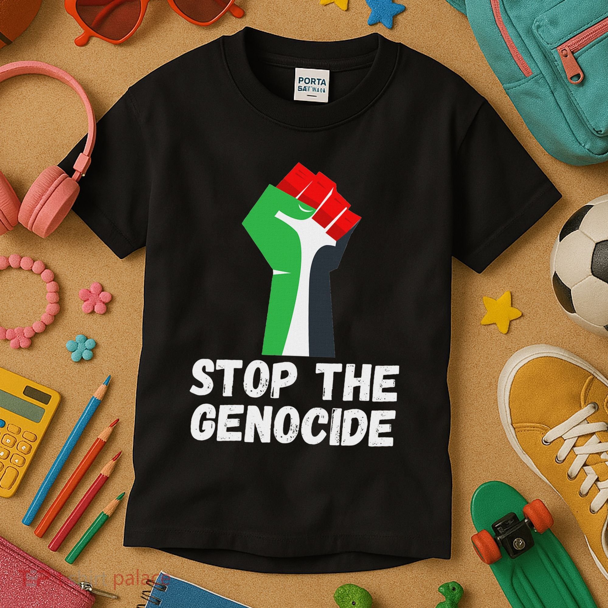 Stop The Genocide Fist Kids T-Shirt