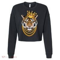 Siberian Tiger Gangster Golden Crown King Chain Gift Cropped Pullover Crew thumb 0
