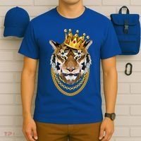 Siberian Tiger Gangster Golden Crown King Chain Gift T-Shirt thumb 6