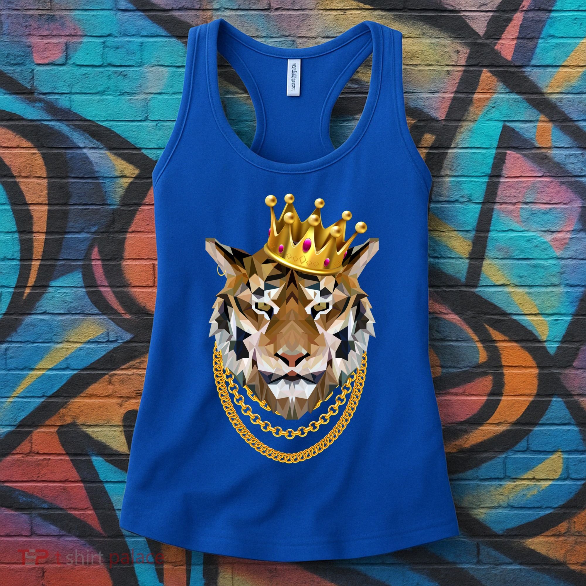 Siberian Tiger Gangster Golden Crown King Chain Gift Women's Tank Top