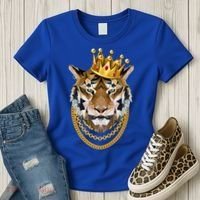 Siberian Tiger Gangster Golden Crown King Chain Gift Women's T-Shirt thumb 3