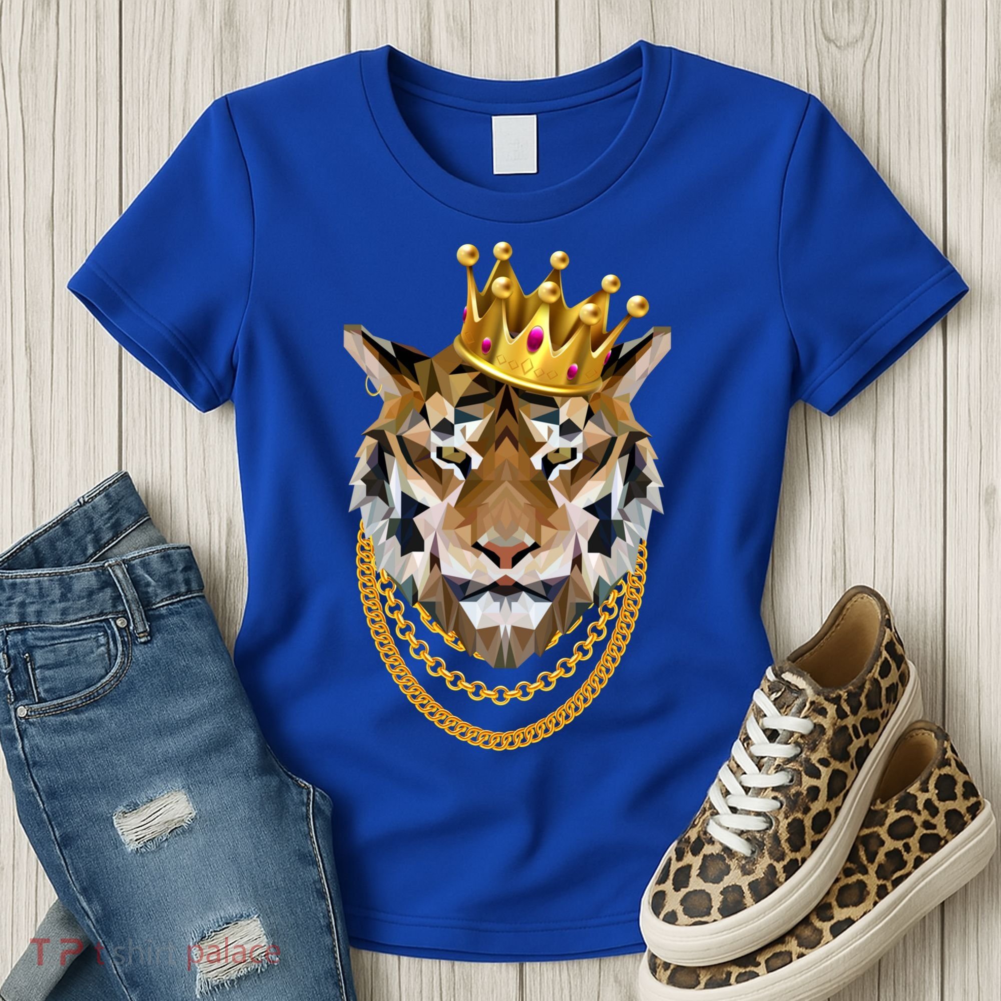 Siberian Tiger Gangster Golden Crown King Chain Gift Women's T-Shirt