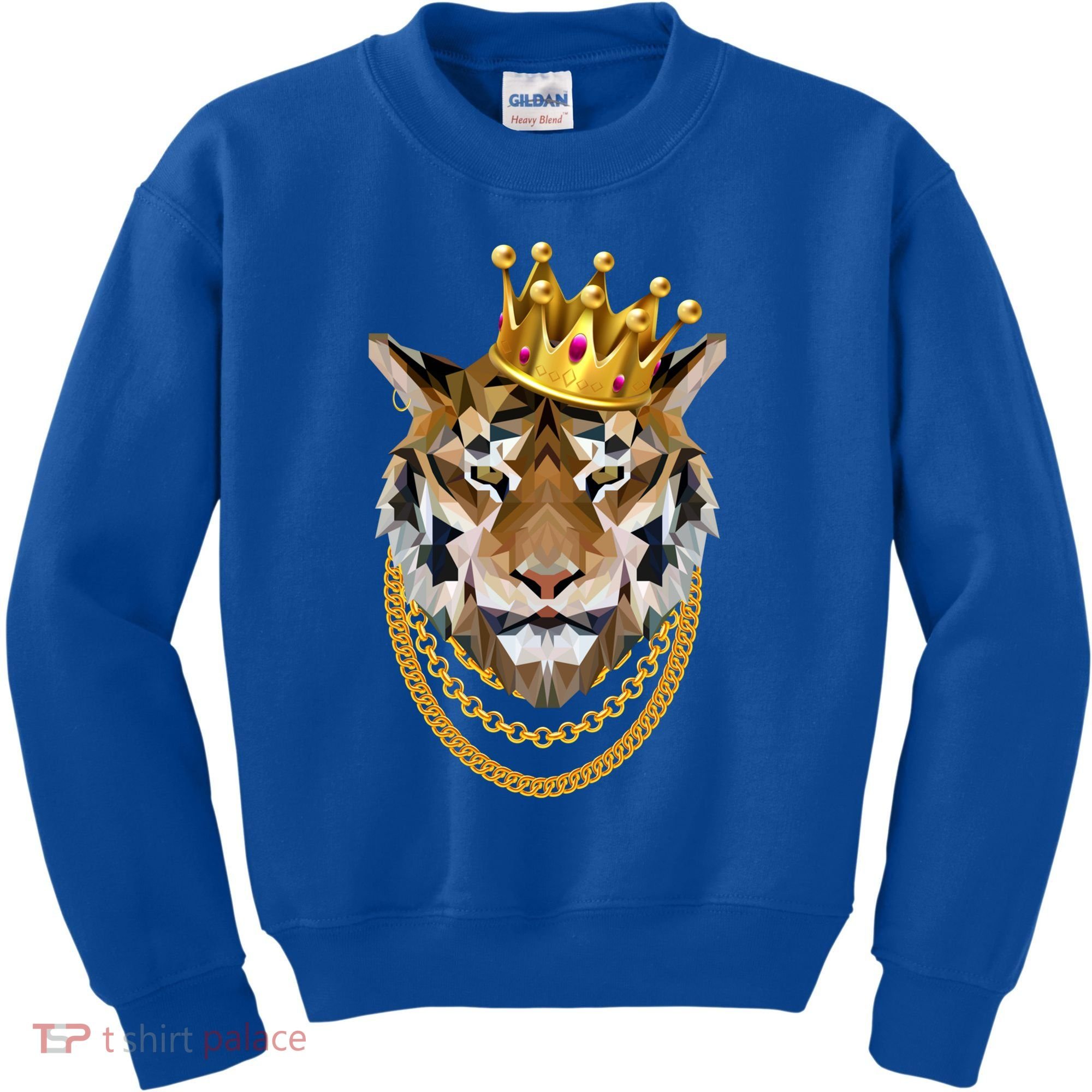Siberian Tiger Gangster Golden Crown King Chain Gift Kids Sweatshirt