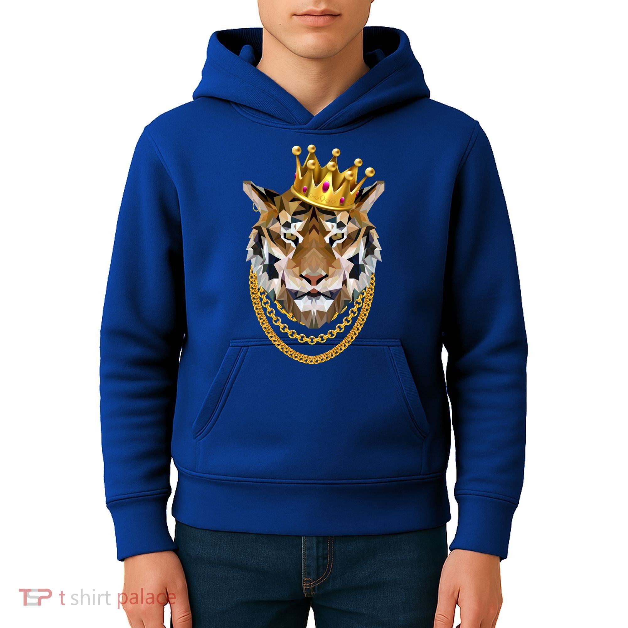Siberian Tiger Gangster Golden Crown King Chain Gift Kids Hoodie