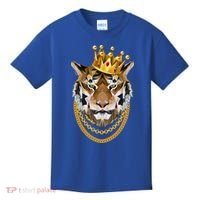 Siberian Tiger Gangster Golden Crown King Chain Gift Kids T-Shirt thumb 0