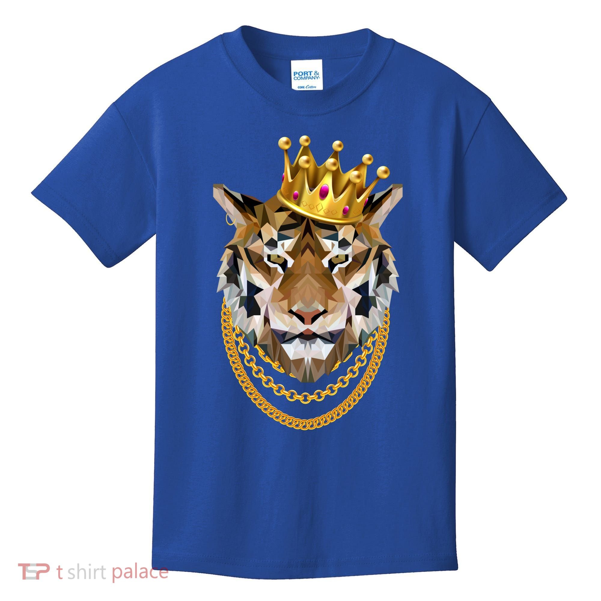 Siberian Tiger Gangster Golden Crown King Chain Gift Kids T-Shirt