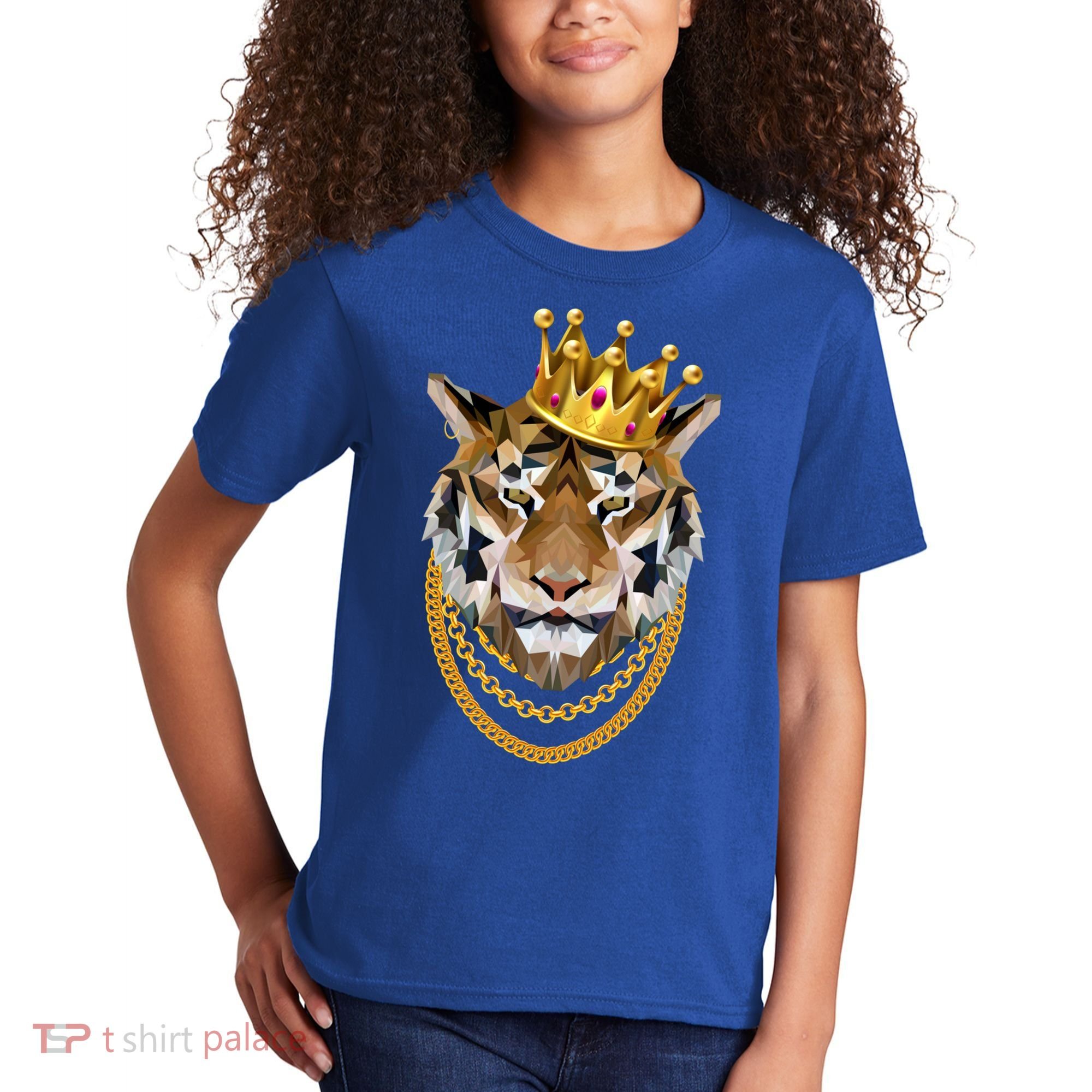 Siberian Tiger Gangster Golden Crown King Chain Gift Kids T-Shirt