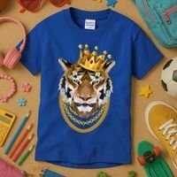 Siberian Tiger Gangster Golden Crown King Chain Gift Kids T-Shirt thumb 3