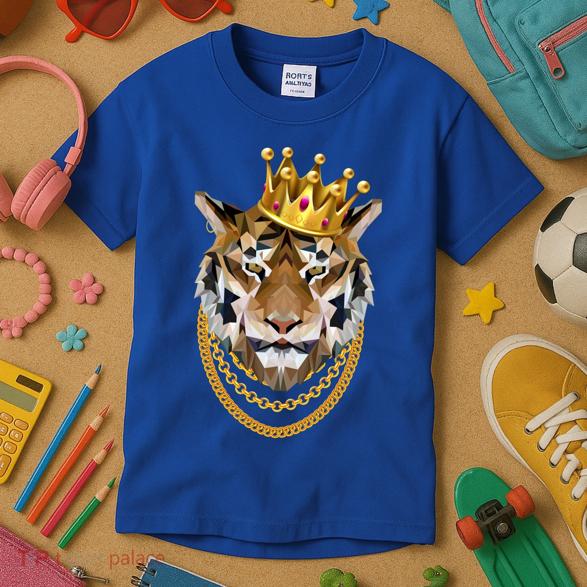 Siberian Tiger Gangster Golden Crown King Chain Gift Kids T-Shirt