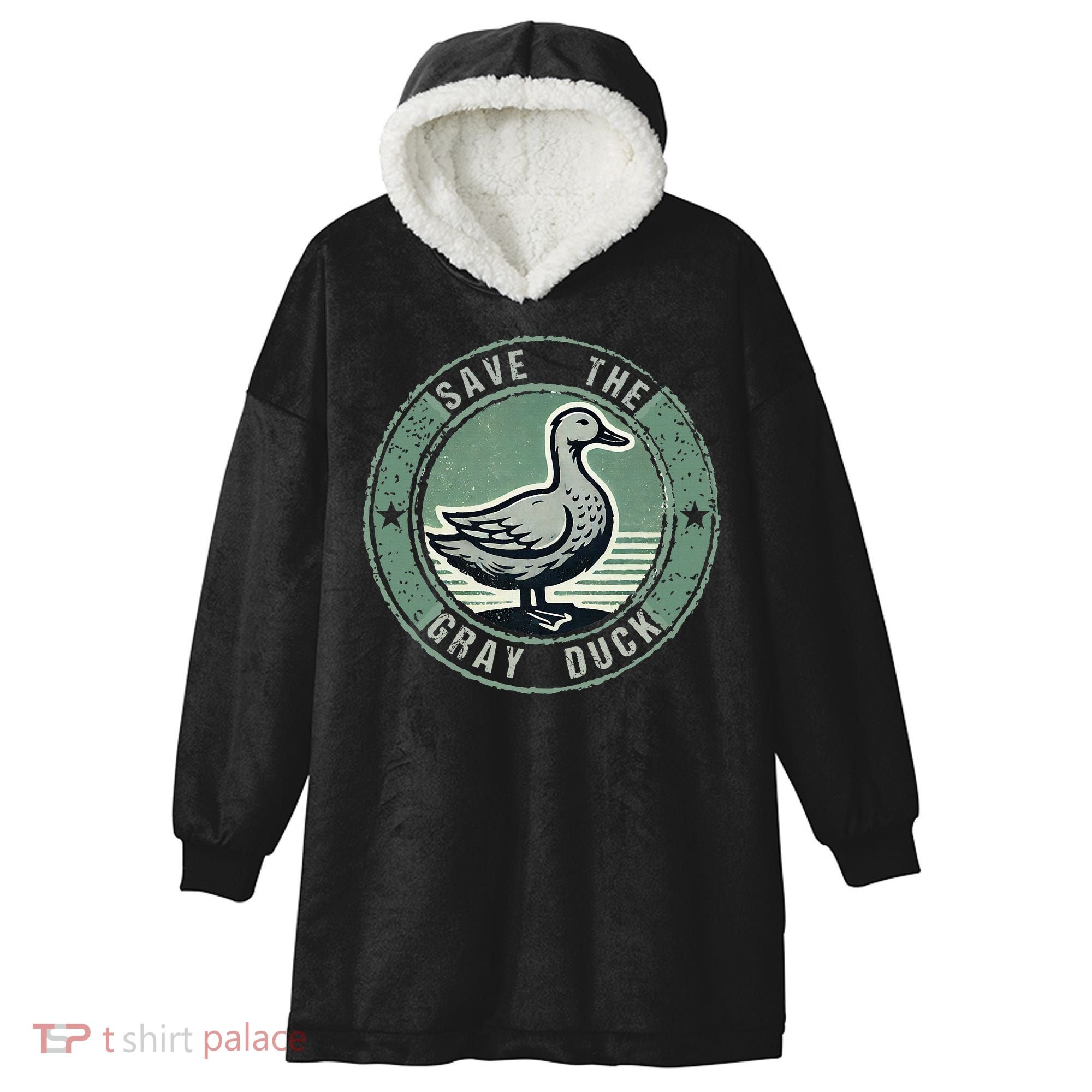 Save The Gray Duck Hooded Wearable Blanket