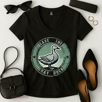 Save The Gray Duck Women's V-Neck T-Shirt thumb 2