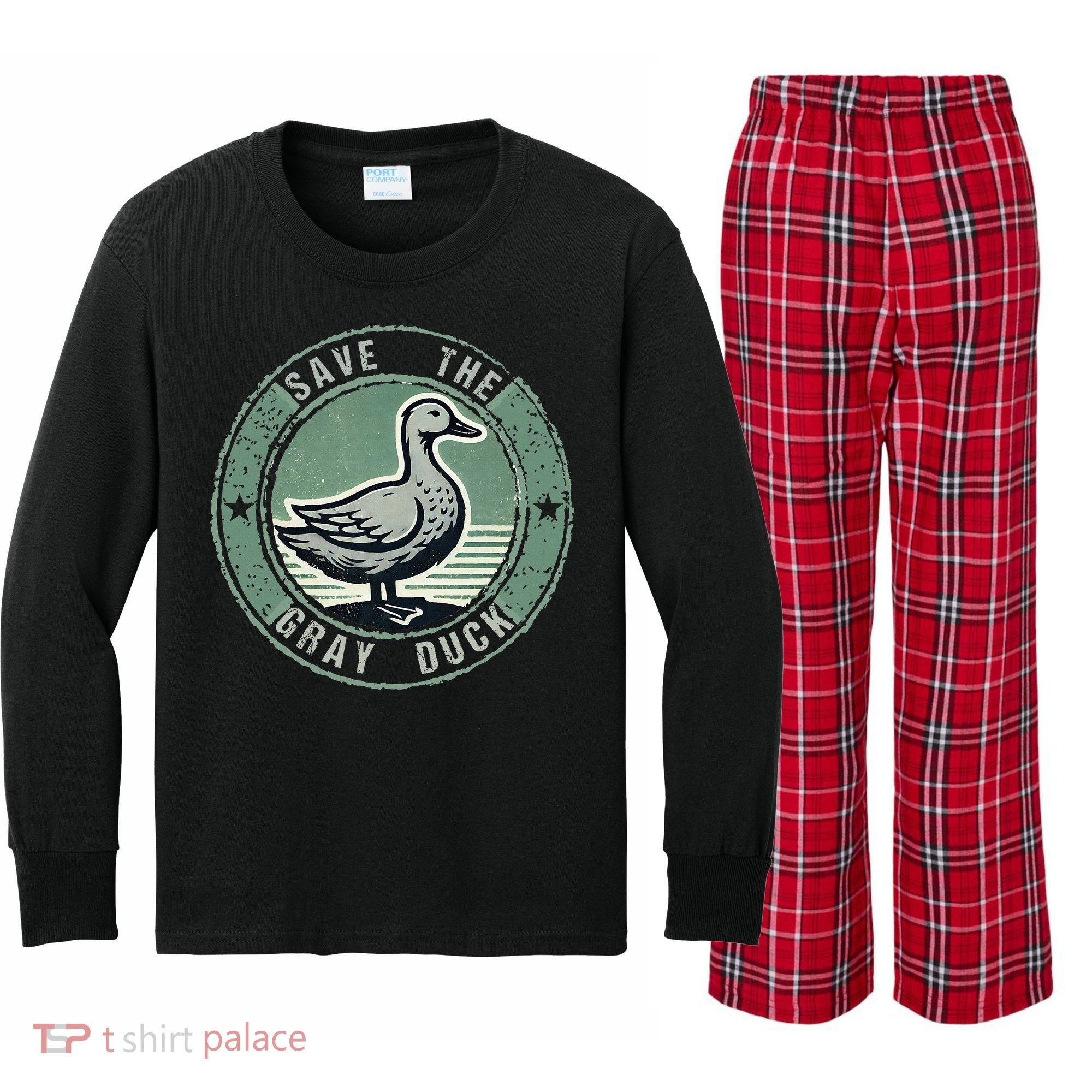 Save The Gray Duck Kids Long Sleeve Plaid Pajama Set