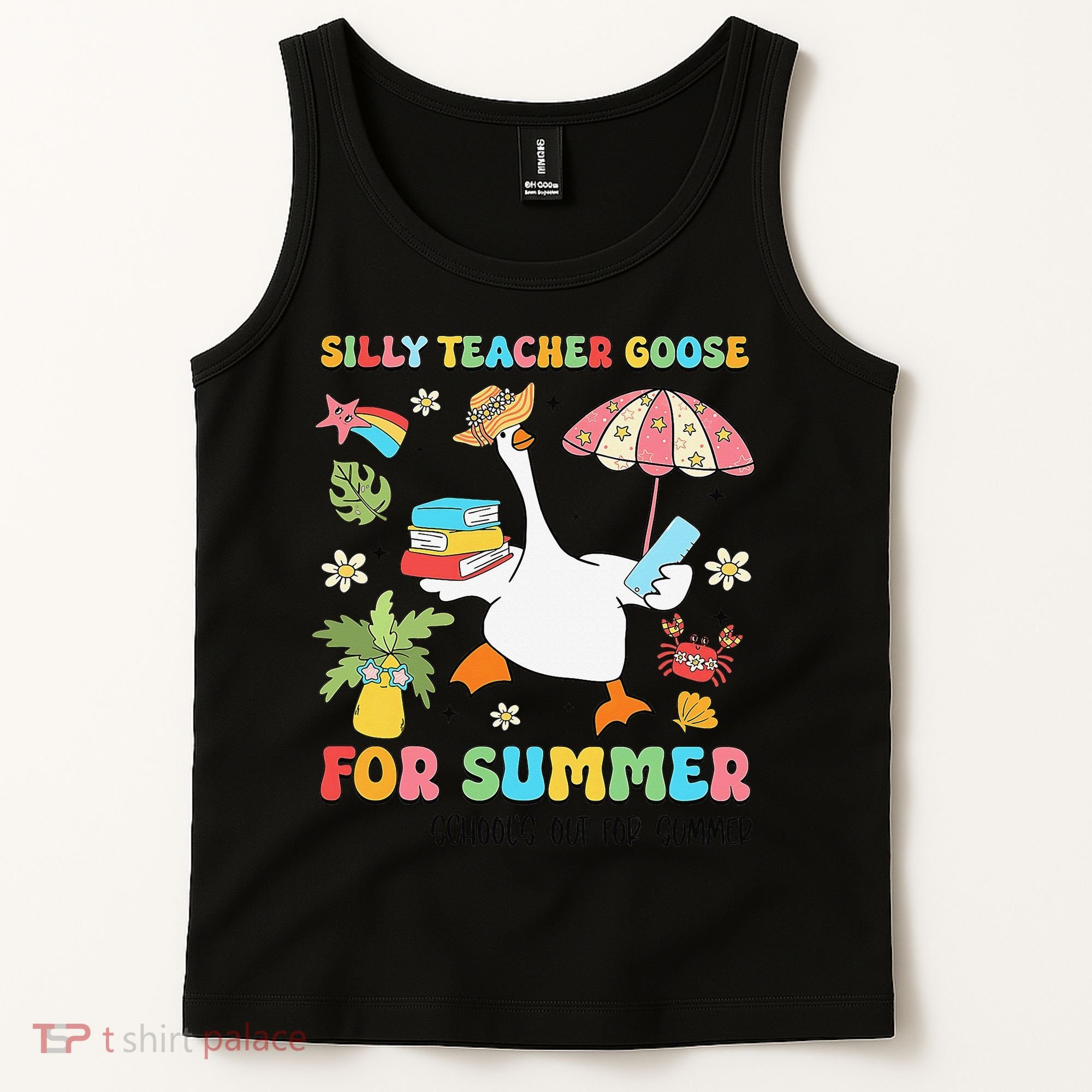 Silly Teacher Goose On The Loose Summer Tank Top