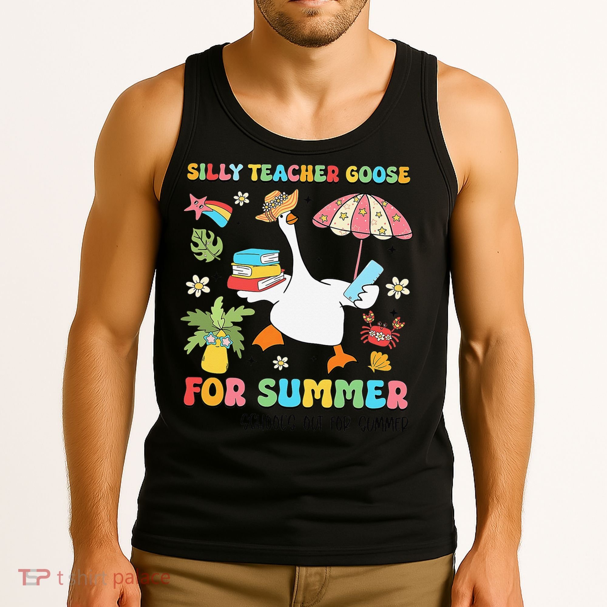 Silly Teacher Goose On The Loose Summer Tank Top