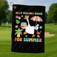 Silly Teacher Goose On The Loose Summer Golf Towel thumb 1