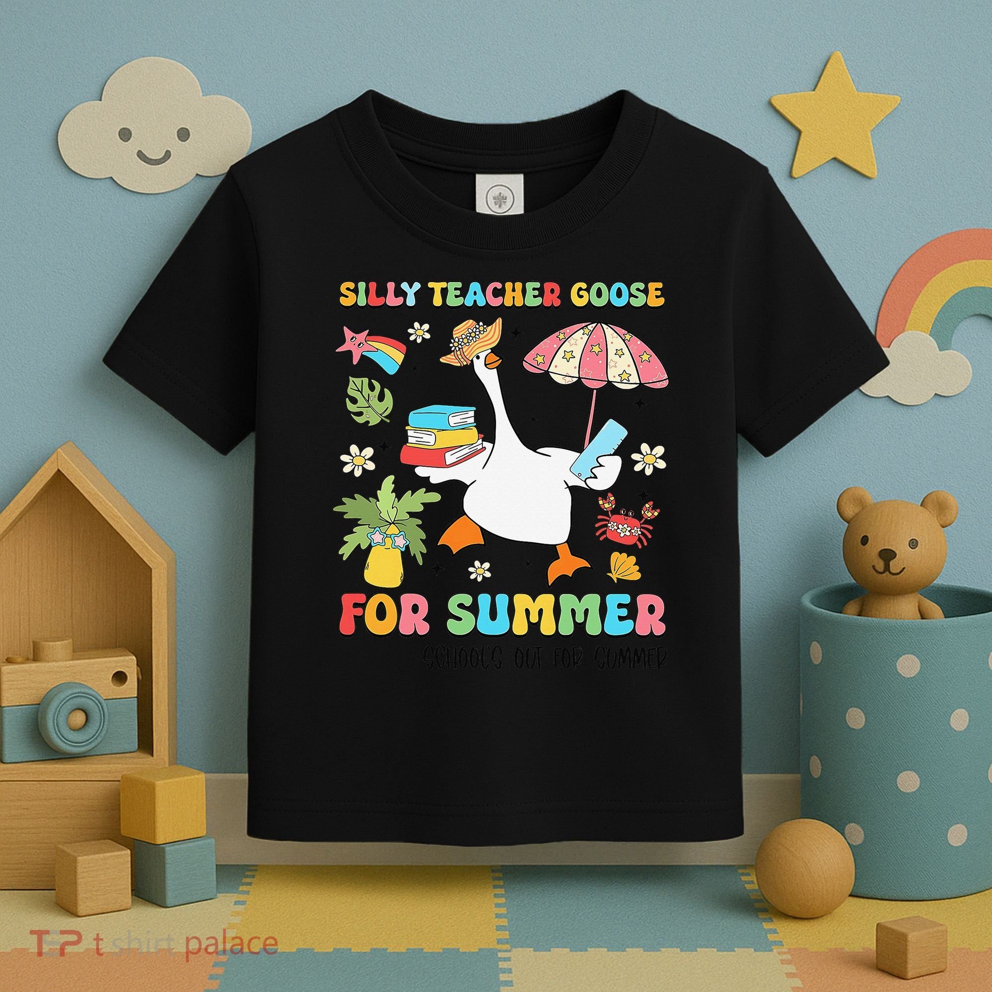 Silly Teacher Goose On The Loose Summer Toddler T-Shirt