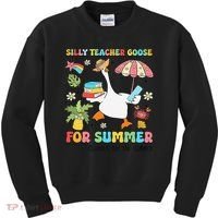 Silly Teacher Goose On The Loose Summer Kids Sweatshirt thumb 0