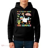 Silly Teacher Goose On The Loose Summer Kids Hoodie thumb 4
