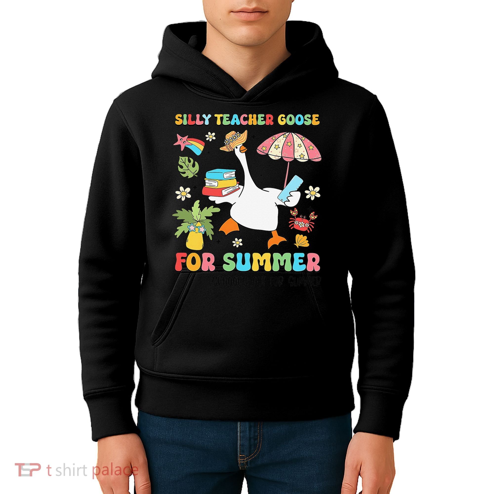 Silly Teacher Goose On The Loose Summer Kids Hoodie