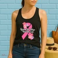 Spread The Hope Find The Cure Breast Cancer Floral Ribbon Women's Tank Top thumb 2