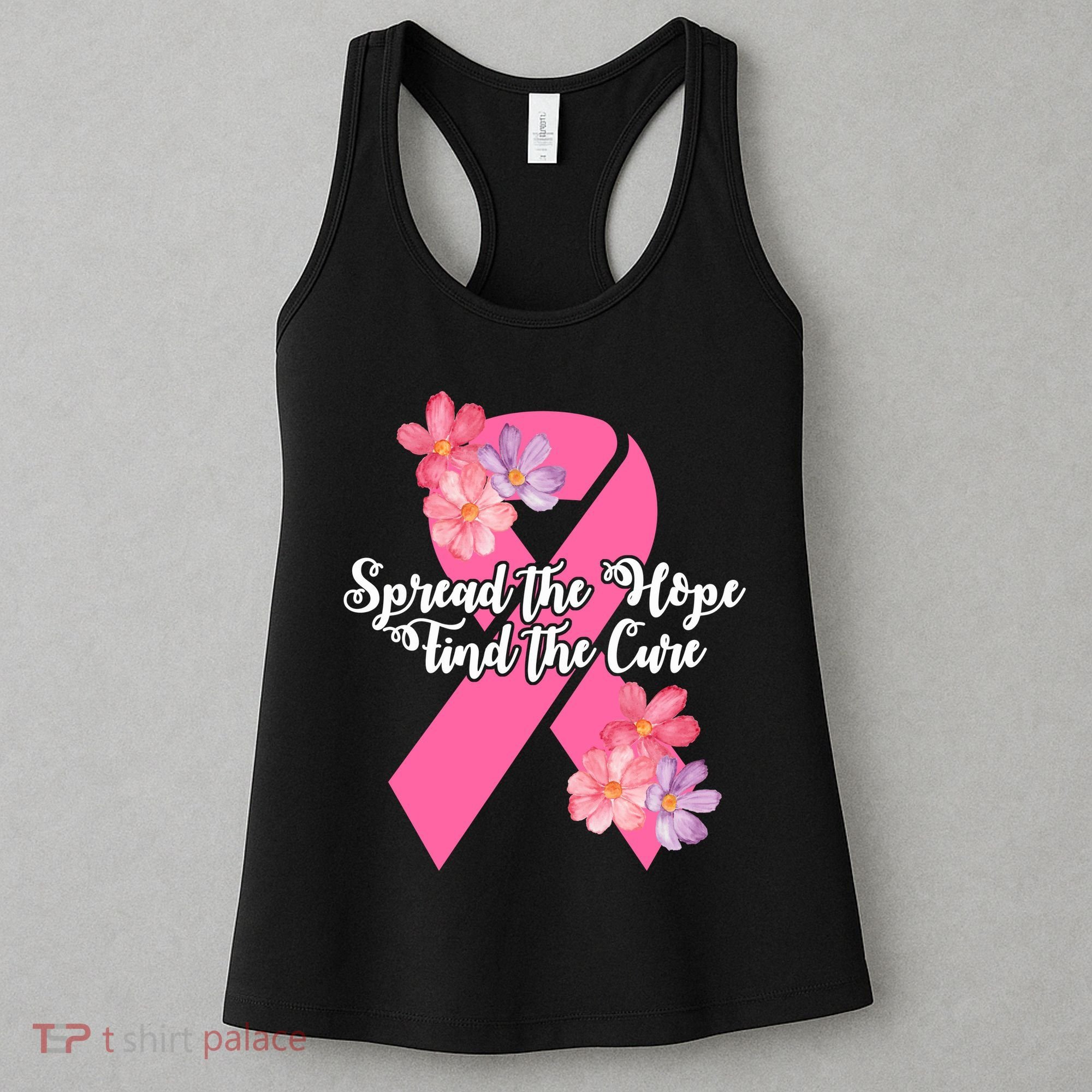 Spread The Hope Find The Cure Breast Cancer Floral Ribbon Women's Tank Top