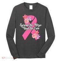 Spread The Hope Find The Cure Breast Cancer Floral Ribbon Long Sleeve Shirt thumb 0