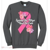 Spread The Hope Find The Cure Breast Cancer Floral Ribbon Sweatshirt thumb 0