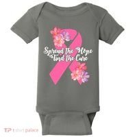 Spread The Hope Find The Cure Breast Cancer Floral Ribbon Baby Bodysuit thumb 0