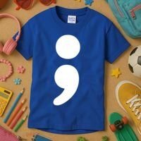 Semicolon Tal Health Matters Awareness Month Gift Kids T-Shirt thumb 3