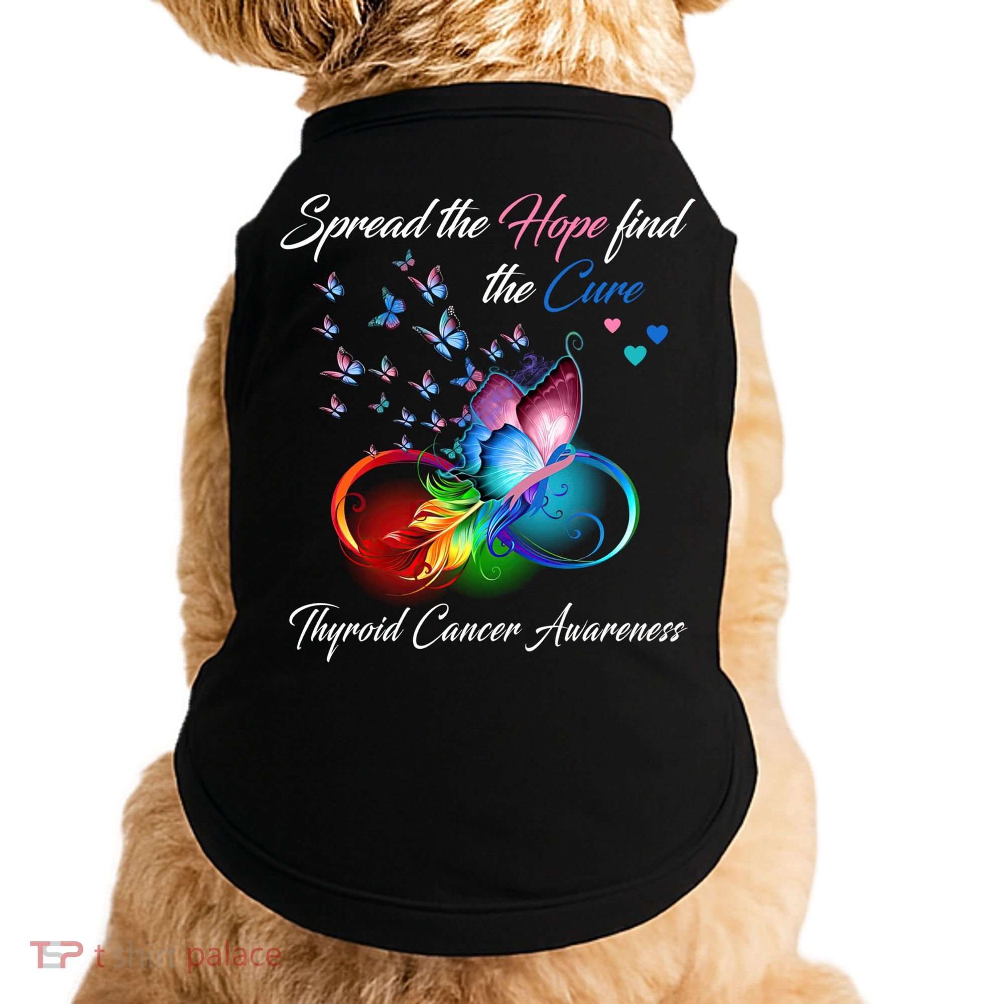 Spread The Hope Find The Cure Thyroid Cancer Awareness Funny Gift Doggie Tank