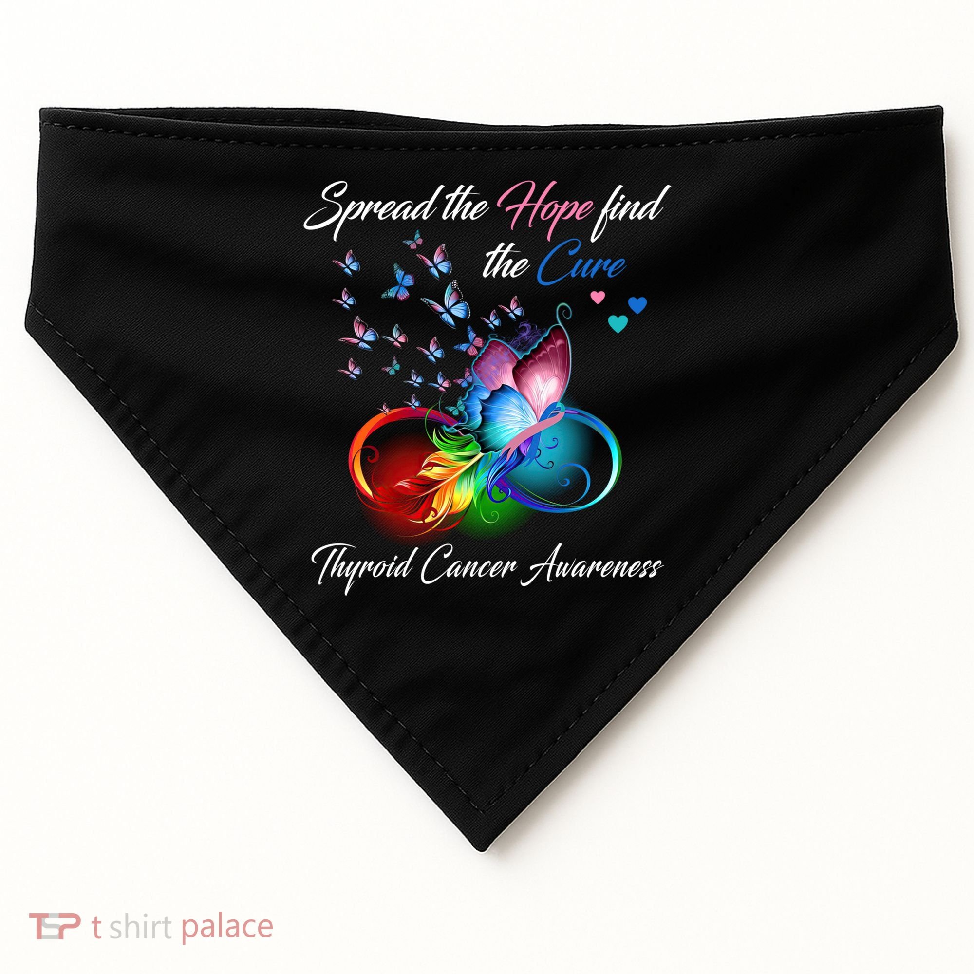 Spread The Hope Find The Cure Thyroid Cancer Awareness Funny Gift USA-Made Doggie Bandana