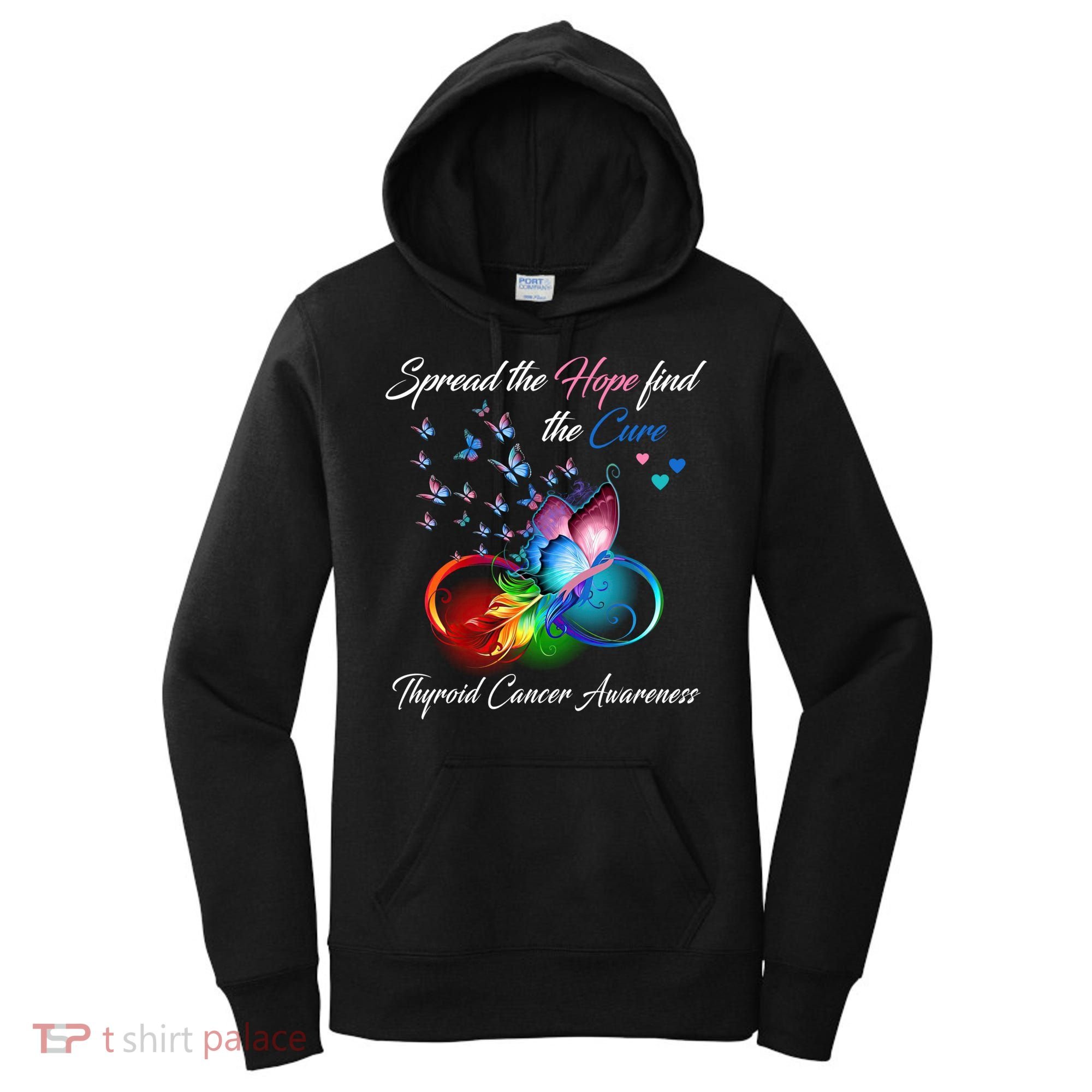 Spread The Hope Find The Cure Thyroid Cancer Awareness Funny Gift Women's Hoodie