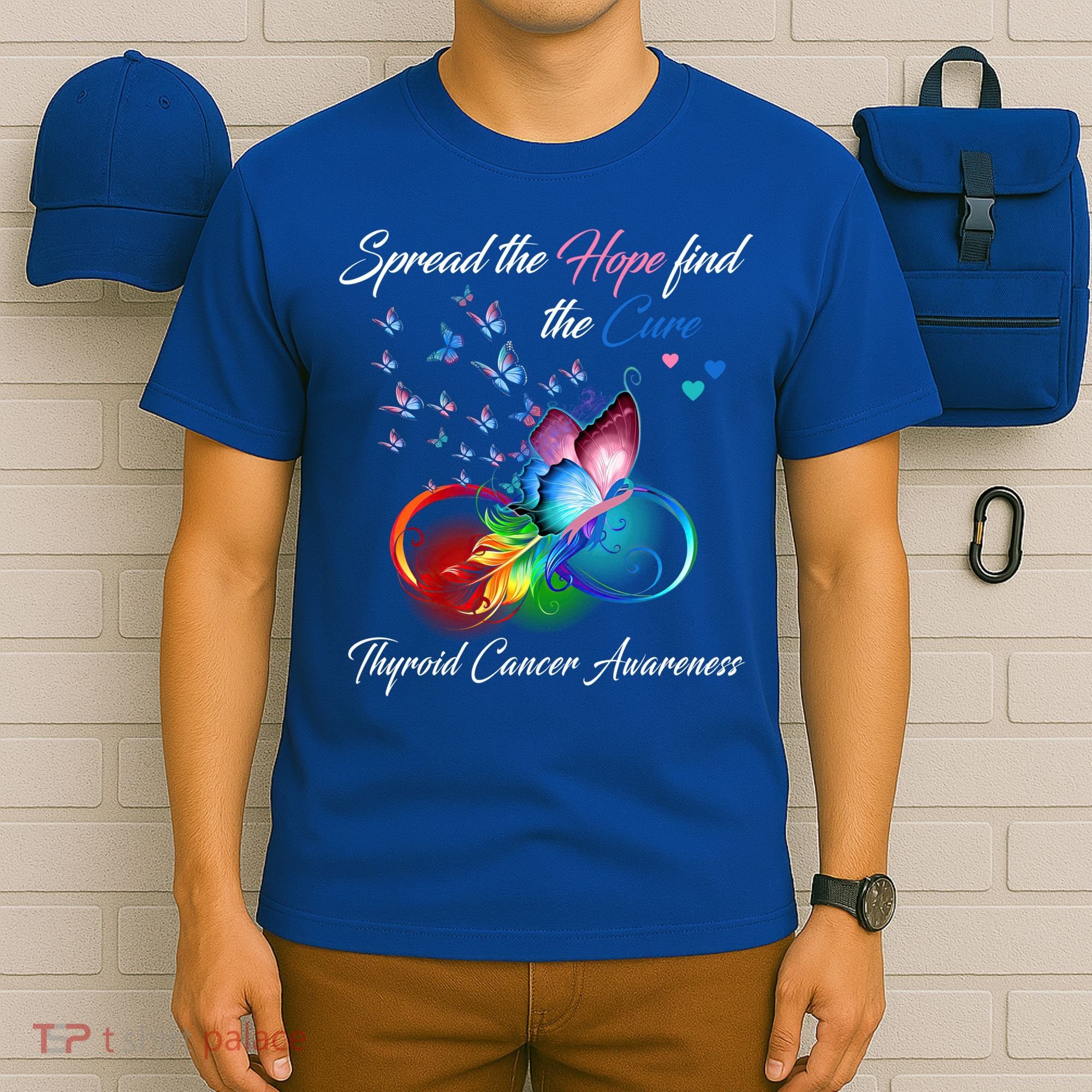 Spread The Hope Find The Cure Thyroid Cancer Awareness Funny Gift T-Shirt