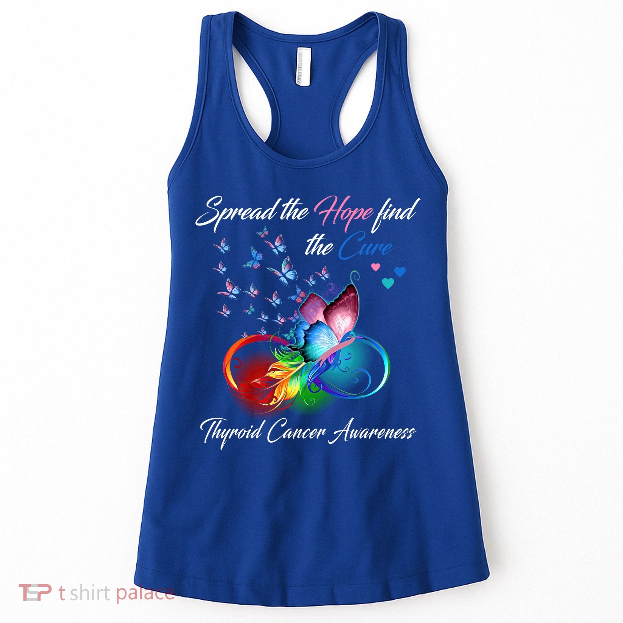Spread The Hope Find The Cure Thyroid Cancer Awareness Funny Gift Women's Tank Top