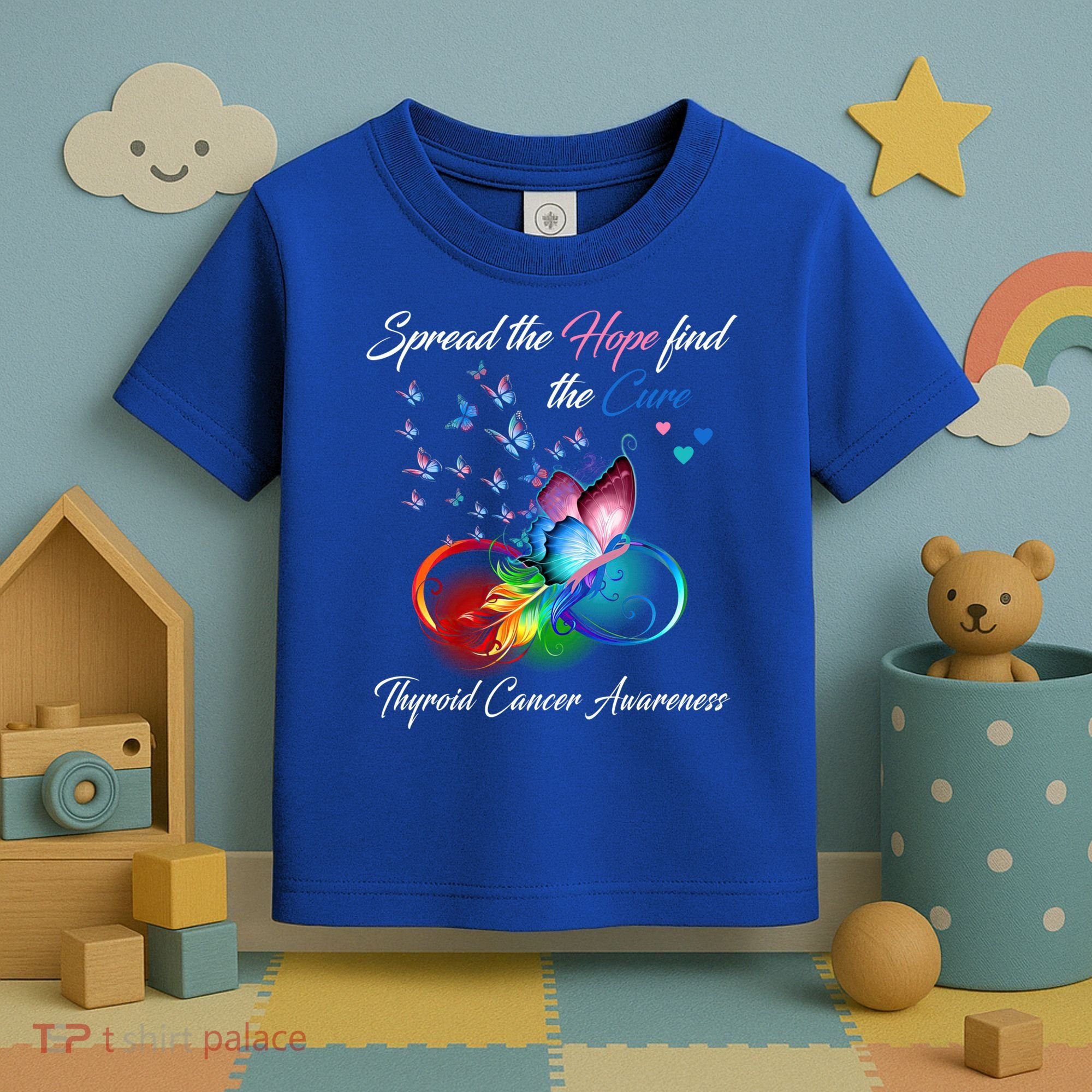 Spread The Hope Find The Cure Thyroid Cancer Awareness Funny Gift Toddler T-Shirt